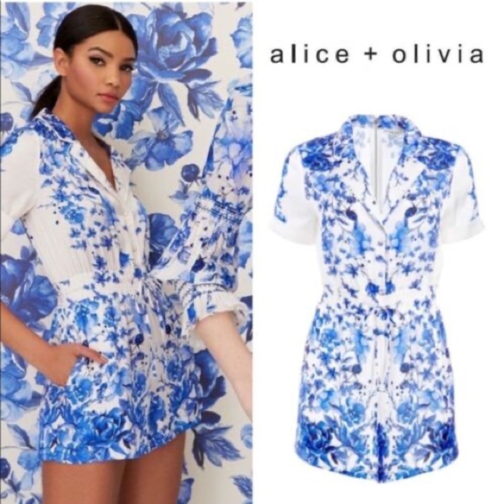 Alice + Olivia Leighton Printed Pajama Romper
